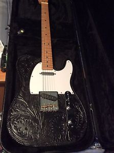 Telecaster Tele w/Custom Hand-Tooled Black Leather Cover with Case!