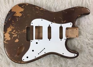 Body guitar Fender Stratocaster style RELIC BRONZE LEAF vintage aged red alder