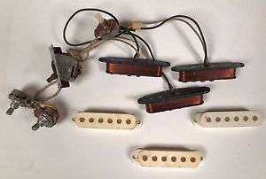 Vintage 1963 Fender Stratocaster Pickups with Covers Pots and 3 Way Switch RARE!