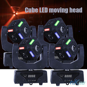 4 Units Cube Moving Head LED 60w RGBW 4in1 Beam Moving Head DJ Club Wash Light