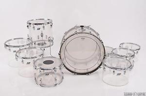 1970's LUDWIG Vistalite 9 Piece Clear Acrylic Drum Set W/ Beato Cases #27783