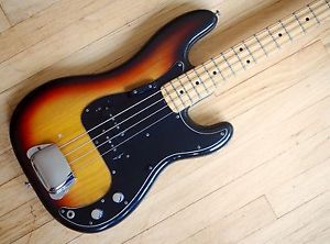 1976 Fender Precision Bass Vintage Electric Bass Guitar Maple Board Sunburst