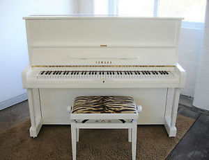Yamaha U1 Modern Upright Piano In High Gloss White - Immaculate Condition