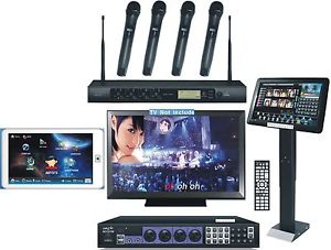 KTV Karaoke Jukebox Machine 6TB HD+Touch Pad+19'Touch Screen/stand 4Wireless Mic