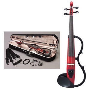 YAMAHA Japan Silent Electric Violin SV130S-CAR Case & Accessory Candy Apple Red