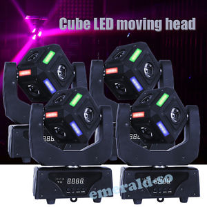 4 Units Cube Moving Head LED 60w RGBW 4in1 Beam Moving Head DJ Club Wash Light