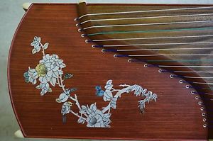 Dunhuang Guzheng, Chinese Zither Harp, 敦煌仿酸枝木古箏/五彩呈祥/牡丹圖案