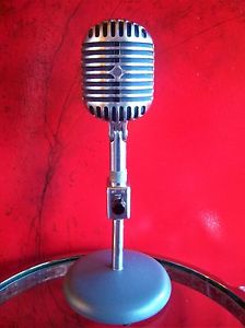 Vintage 1940's Shure 55 Fatboy dynamic microphone Elvis old w Atlas DS-5 stand