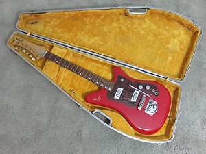 Vintage 1960s Goya Rangemaster Red Electric Guitar From Italy Case Near Mint