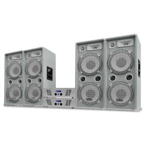 Pack DJ sono 4 x enceinte 2x12" 500W RMS + 2 x ampli 1600W cables blanc arctique