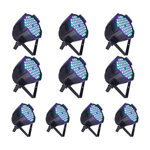 10pcs 54x3W LED PAR Lights RGBW PAR64 DMX512 Stage Party Show B8W4