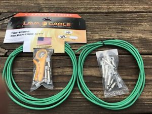 LAVA Solder-Free XL Pedalboard Kit 20ft Cable 20 RA VERSION 2 (V2) Plugs - GREEN