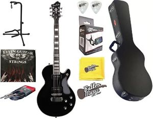Hagstrom SWEPSE-BLK Swede SE P90 Electric Guitar black w/Hard Case + More