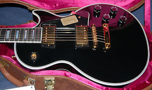 2015 Gibson Les Paul Custom Ebony Gold Hardware Near Mint Flametop Under Paint