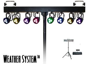 DJ Blizzard Lighting Weather System 8 Fixture LED Bar 24 x 3W Tri-Color LEDs DMX