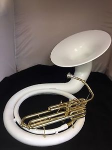 OLDS Bright Brass White Painted Body Fiberglass Sousa/Sousaphone Bb w/Used Case