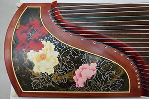 Dunhuang Guzheng, Chinese Zither Harp, 敦煌特氏古夷蘇木/浮光溢彩/國色沈香牡丹圖案 -- 古筝