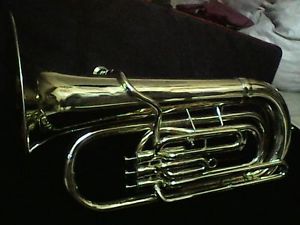 Tuba in Brass Gold Lacquer E Flat Big Tuba Low Pitch With Free Box & Mouth pc.