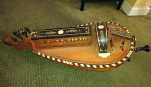 Vintage wooden french hurdy-gurdy vielle a roue in good condition
