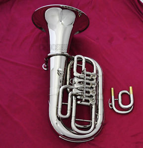 Professional C/Bb Key Euphonium Silver nickel 4 Rotary valve Horn with Case