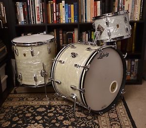 Vintage Ludwig Super Classic Drum Set 1965 1966 White Marine Pearl WMP 13/16/22