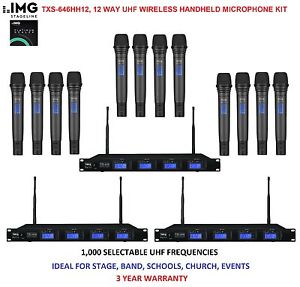 IMG STAGE LINE TXS-646HH12, 12 WAY UHF WIRELESS HANDHELD MICROPHONE KIT