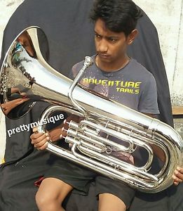 TUBA EB PITCH BRAND NEW IN SILVER CHROME POLISH +HARD CASE+MOUTHPC +FREE SHIPPIN