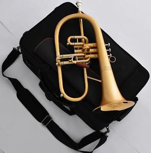 Professional Level Matte Gold Flugelhorn Gold Brass Bell Trigger HORN Pro.Case