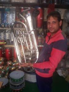 Tuba Big Jumbo size  in Silver Chrome E Flat Tuba Low Pitch With Free Case & MP.