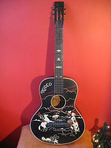 1937 "Rodeo" Cowboy Guitar Rare Vintage Excellent Stencil Acoustic 6 String