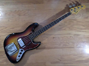1962 Fender Vintage Jazz Bass Refinished Sunburst Slab Fret Board Clay Dots