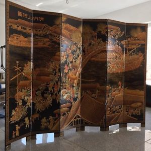 China Paravent Raumteiler Trennwand Holz Lack 6 teilig  je 180mm x 400mm x 20mm