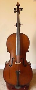 RARE & SUPERB ANTIQUE MAGGINI OLD CELLO 4/4   LOB 30 1/4"  IN HARD CASE + BOW