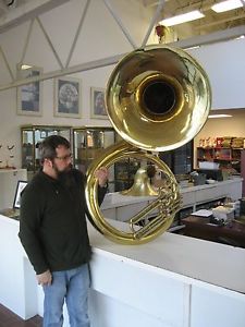 SUPERB MIRAPHONE BBb BRASS SOUSAPHONE, NO DENTS, CLEAN READY TO PLAY,  CASE!