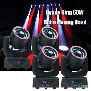 4 Units Hypno Ring 60W Gobo Moving Head LED RGB DMX DJ Disco Bar KTV