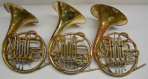 SET/LOT OF 3 DOUBLE FRENCH HORNS - CONN 6D, KING, OLDS