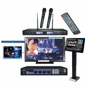 KTV Karaoke Jukebox Machine 3TB HD+Touch Pad+19'Touch Screen/stand Wireless Mic