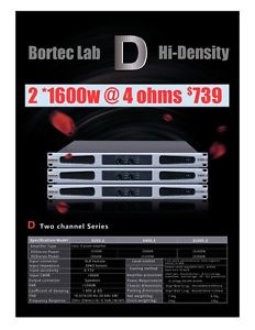 BORTEC LAB 3200W 2/CH 1U HI DENSITY AMP POWERSOFT SUBWOOFER QSC LINE ARRAY CROWN