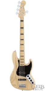 Fender American Elite Jazz Bass V Ash Body in Natural with Case - 0197102721