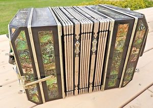 c.1890-1910 CONCERTINA BANDONEON C A WUNDERLICH GERMANY EXTREMELY ORNATE & NICE