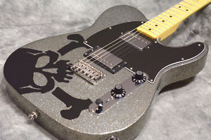 Used Squier / HARUNA Telecaster Skull Silver Dark Silver Sparkle from JAPAN EMS