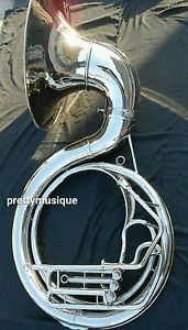 SOUSAPHONE BIG 25" BELL,MADE OF PURE BRASS IN SILVER CHROM + FREE CASE + MOUTHPC