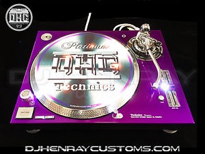 2 custom Candy Purple & Chrome Technics SL 1200 mk5's white leds powder coated