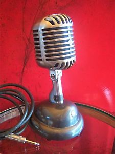 Vintage 1940's Shure 55 Fatboy dynamic microphone Elvis old w S-36 stand & cable