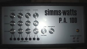 Simms Watts PA100 100w valve amp amplifier tube head 100w bass guitar simmswatts