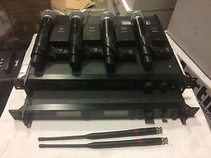 4 Channels! 2x SHURE Wireless UR4D w/ 4x UR1 4x UR2-SM58, 2x Ant J5 578-638 MHz