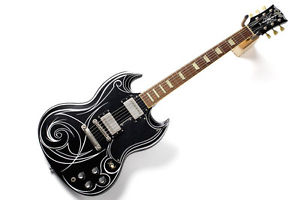 Crews Maniac Sound OSG-61 BLK Custom Paint by Veaton, SG type guitar, MIJ, m1095