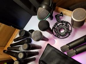 Lot of 14 Microphones | Pro Drum, Instrument & Vocal Mics + stragglers and case