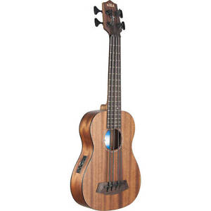 Kala All Solid Mahogany Fretless A/E U-Bass Ukulele w/ Case, UBASS-SMHG-FLWCASE