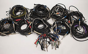Lot of 84 1/4 Inch Instrument & Patch Cables - Guitar Bass Keyboard Effect Pedal